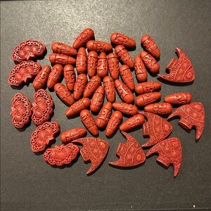 Rare Bundle of Vintage Cinnabar Beads